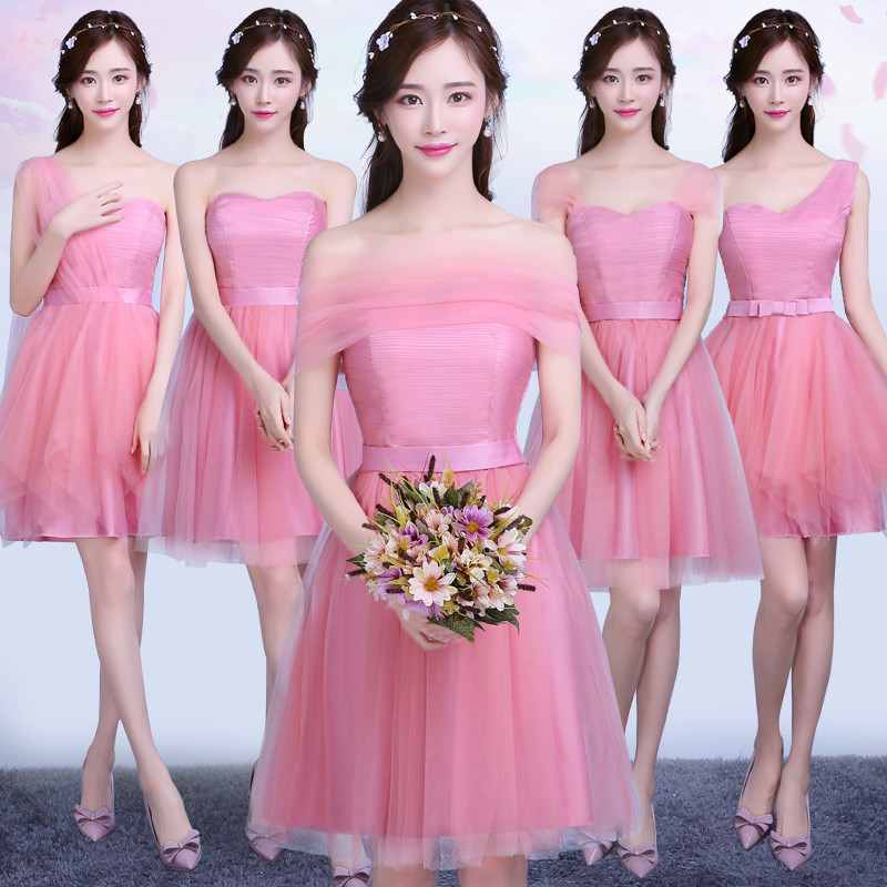 Short dress for Bridesmaid wear 2018 new pattern Korean Edition Sisters summer Party Show thin Korean Edition Evening dress Girlfriends loadedin the Women's clothing/Boutique , Wedding/Cheongsam/Formal dress , Formal dress/Evening category - from Buy2taobao.com to provide professional Taobao agent buy service