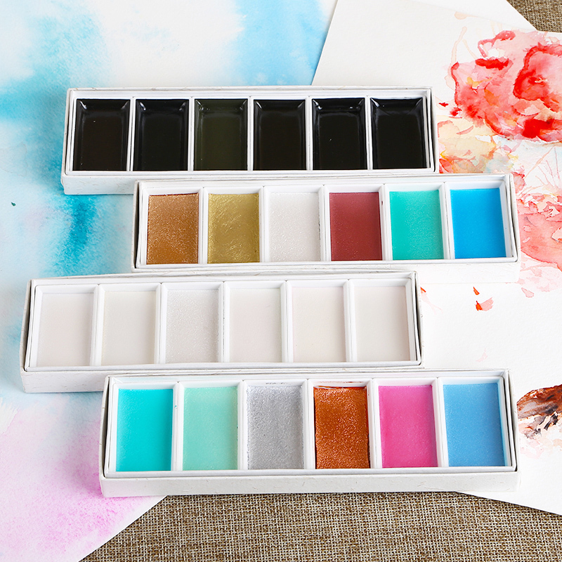 Japan Cai Yan Pearlite 6 solid Watercolor Pigment Chinese painting Pigment Metal North and light colorin the Electronic Dictionary/Electronic paper book/Stationery , Painting tools/Painted wood/Calligraphy Supplies , Watercolor category - from Buy2taobao.com to provide professional Taobao agent buy service