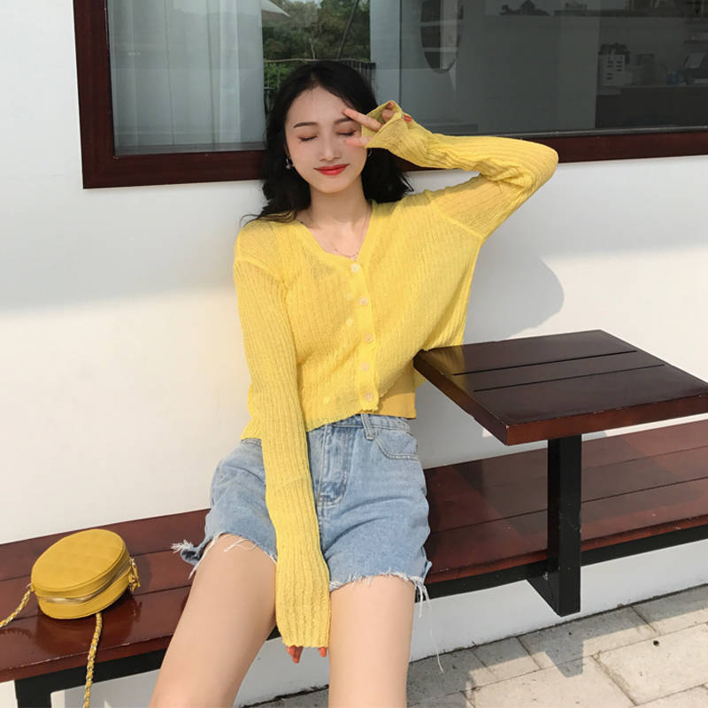 伊小鹿网红同款 慵懒风冰丝开衫女韩版防晒针织上衣薄外套6色可选|ruв категории Женская одежда, шерстяной свитер - от Buy2taobao.com для оказания профессиональной услуги покупки агента Taobao