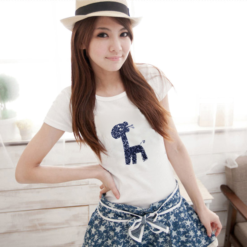 甜美短袖T恤卡通小鹿...