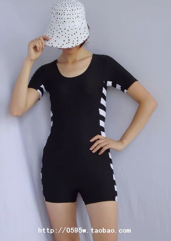 包邮短袖泳装女 游泳衣短袖平角连体泳衣平口冲浪服 防晒温泉泳衣|msdalam kategori sukan/Yoga/kecergasan/bekalan peminat, berenang, sekeping baju renang - dari Buy2taobao.com untuk memberikan perkhidmatan ejen Taobao profesional membeli