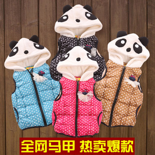  淘金币 加绒加厚儿童马甲韩版棉马甲女童中大童波点背心秋冬款马