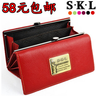  正品SKL圣卡罗女士真皮钱包女长款欧美头层牛皮钱夹女式 特价包邮