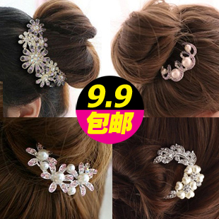 韩国正品<em>头</em>发饰水晶镶钻发插水钻盘发叉梳<em>发</em>簪
