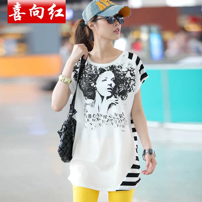 喜向红2013时尚夏装女装莫代尔t恤网纱欧美风大码短袖t恤mm白色
