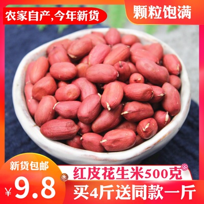 红皮花生米500g 新货 小粒生花生仁 四粒红花生红衣花生米仁杂粮
