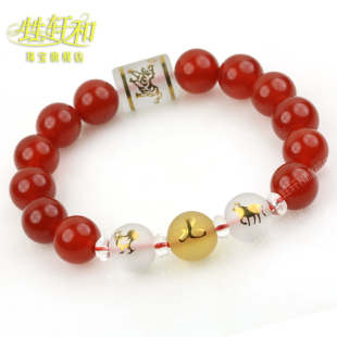  正品开光天然红玛瑙四神兽白虎巳酉丑手链年生肖牛鸡蛇吉祥物