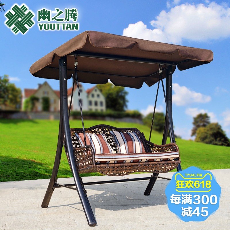 Outdoor Swing Iron art Rattan Swing Double Open air Swing Rocking chair Hanging basket Lifts courtyard Swingin the Residential furniture , Outdoor/Patio furniture , Outdoor Swing category - from Buy2taobao.com to provide professional Taobao agent buy service