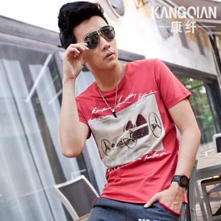  康纤 男T恤春夏款新款男装男士短袖t恤韩版纯棉弹力打底衫潮