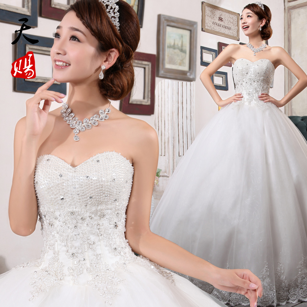 2012新款抹胸甜美公主齐地蓬蓬裙 绑带新娘韩版婚纱礼服高档优雅 2012新款抹胸甜美公主齐地蓬蓬裙 绑带新娘韩版婚纱礼服高档优雅