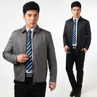  柒牌最新春装男士夹克 帅气舒适翻领居家宽松型男装 纯色