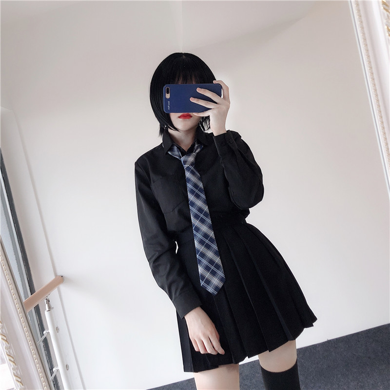 【YONA原创】JK制服不良少女暗黑套装中性学院风衬衫长袖领带套装在类目 女装/女士精品, 套装/学生校服/工作制服, 其它套装中 - 来自Buy2taobao.com提供专业的淘宝代购服务