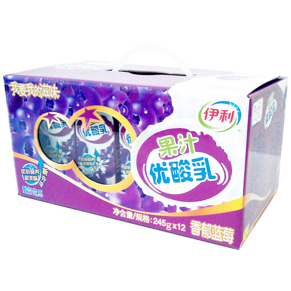 伊利果之优酸乳蓝莓果汁牛奶饮品245g*12