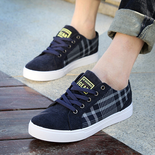  春季新款潮人款式格纹男板鞋 韩版休闲板鞋男鞋子