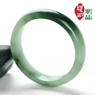  礼尚翠品 翡翠手镯a货老坑飘花阳绿宽圆条手镯玉石贵妃镯特价