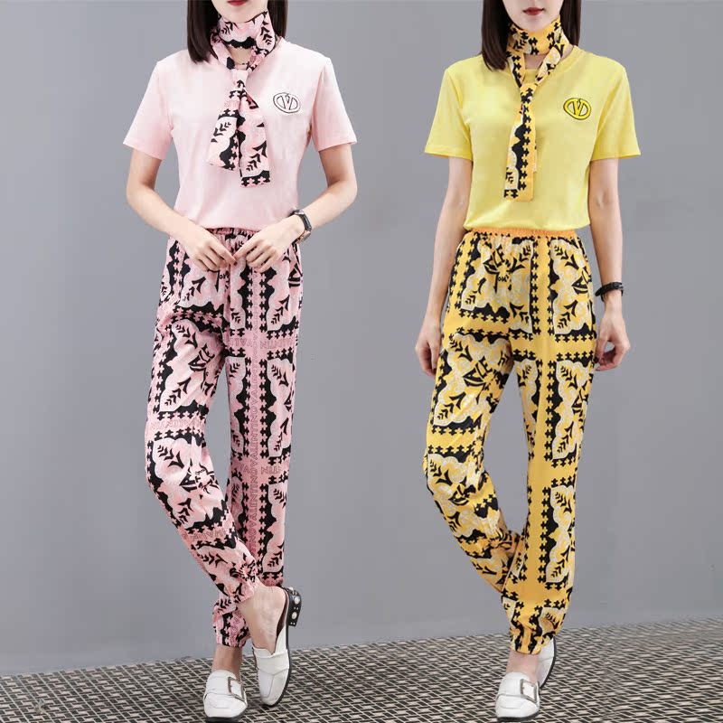 欧洲站2019夏季新款休闲套装短袖撞色运动花色裤子纯棉两件套装潮|msdalam kategori Butik wanita / wanita, menetapkan/pakaian seragam pelajar/seragam kerja, saman moden - dari Buy2taobao.com untuk memberikan perkhidmatan ejen Taobao profesional membeli