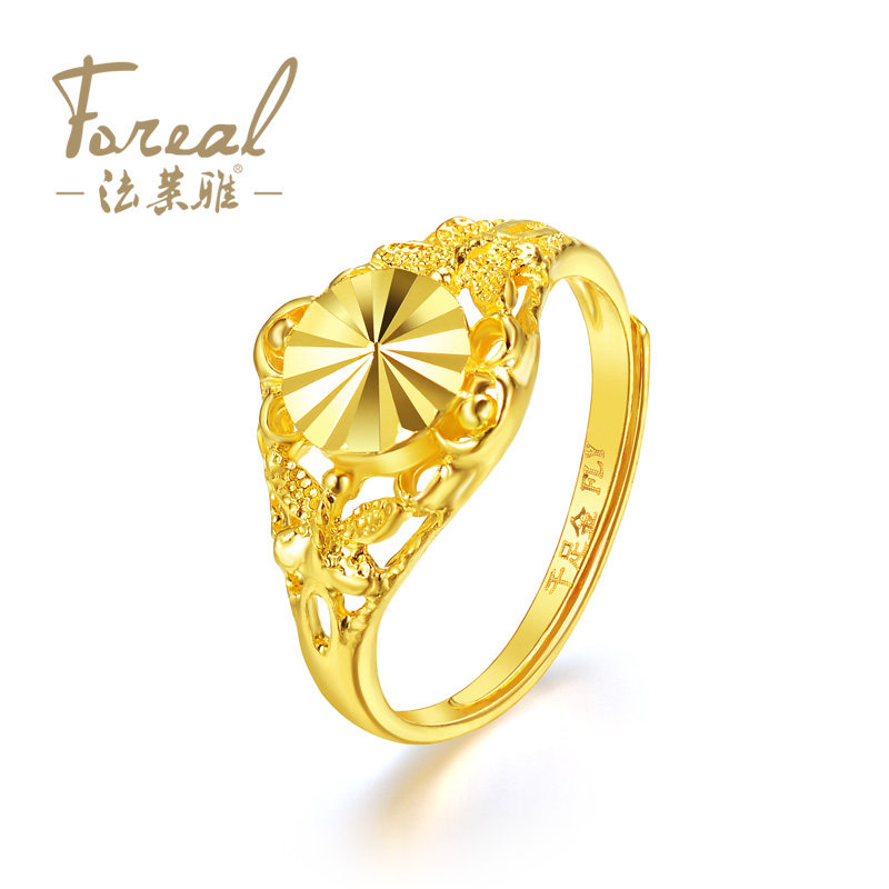 法莱雅珠宝 999千足金24K<em>黄金</em>女款<em>戒指</em> <em>女士</em>指