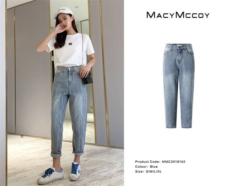 MacyMccoy定制bling牛仔裤宽松的九分洗水颜色时尚宽松MMC2019142|ruв категории Женская одежда, джинсы - от Buy2taobao.com для оказания профессиональной услуги покупки агента Taobao