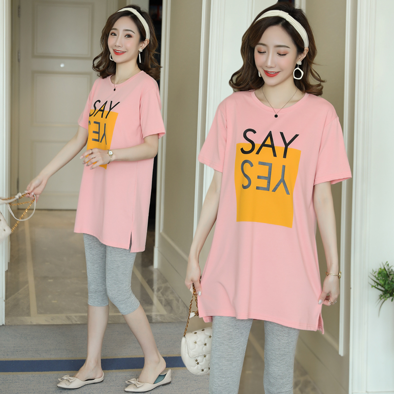 2019 new pattern pregnant woman Summer wear Large T-shirt fashion Split ends Short sleeved pregnant woman t-shirt dress Easy leisure time jacketin the Maternity/Maternal supplies/Nutrition , Maternity , T-shirt category - from Buy2taobao.com to provide professional Taobao agent buy service