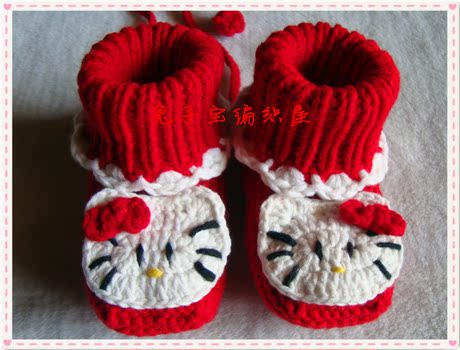 秋冬新款手工编织宝宝鞋婴儿毛线鞋男女童0-1