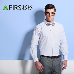  特价长袖衬衫 男装 杉杉百搭男士蓝白领竖条纹衬衣 CVCB0126