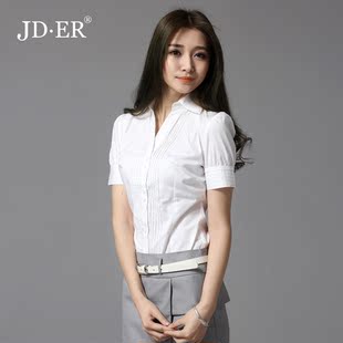  JDER 夏季韩版女式修身连体衬衣职业女装短袖衬衫20960