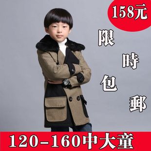  冬款童装 帅气日韩风格男童大衣 男童夹棉羊毛儿童大衣/外套