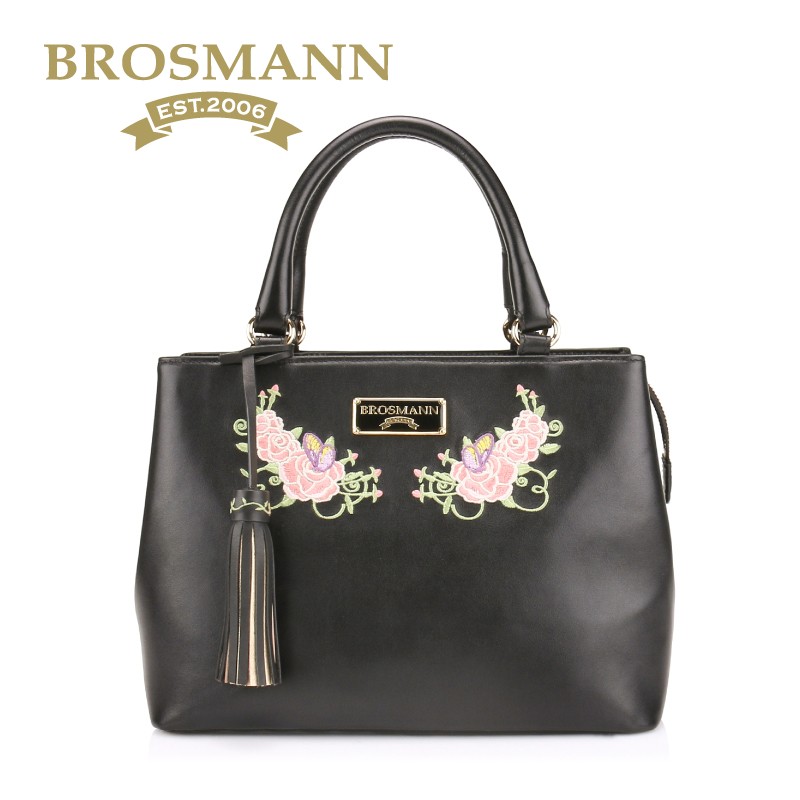 BROSMANN/宝舒曼2018春夏新品牛皮花饰电绣经典女手提包HB180701在类目 箱包皮具/热销女包/男包, 女士包袋中 - 来自Buy2taobao.com提供专业的淘宝代购服务