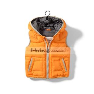  外贸童装 儿童棉背心马甲 带帽马夹超软短款可爱男童女童冬装D