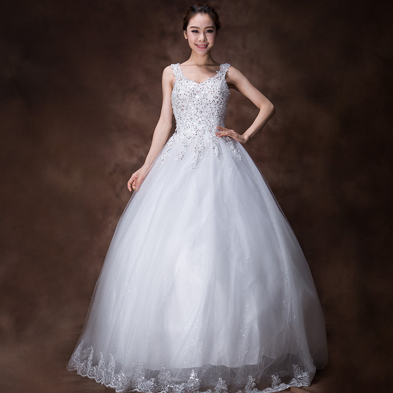 忆红妆 新款婚纱礼服 双肩吊带公主齐地蓬蓬裙 新娘绑带白色婚纱 忆红妆 新款婚纱礼服 双肩吊带公主齐地蓬蓬裙 新娘绑带白色婚纱