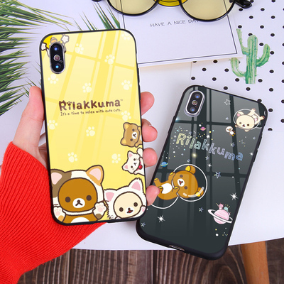 苹果7 苹果8 苹果x玻璃iphonexsmax 苹果6手机壳定制萌卡通轻松熊
