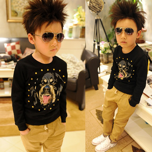  九斤&times;男童 欧美儿童Givenchy黑暗猎犬卫衣 亲子款BK009