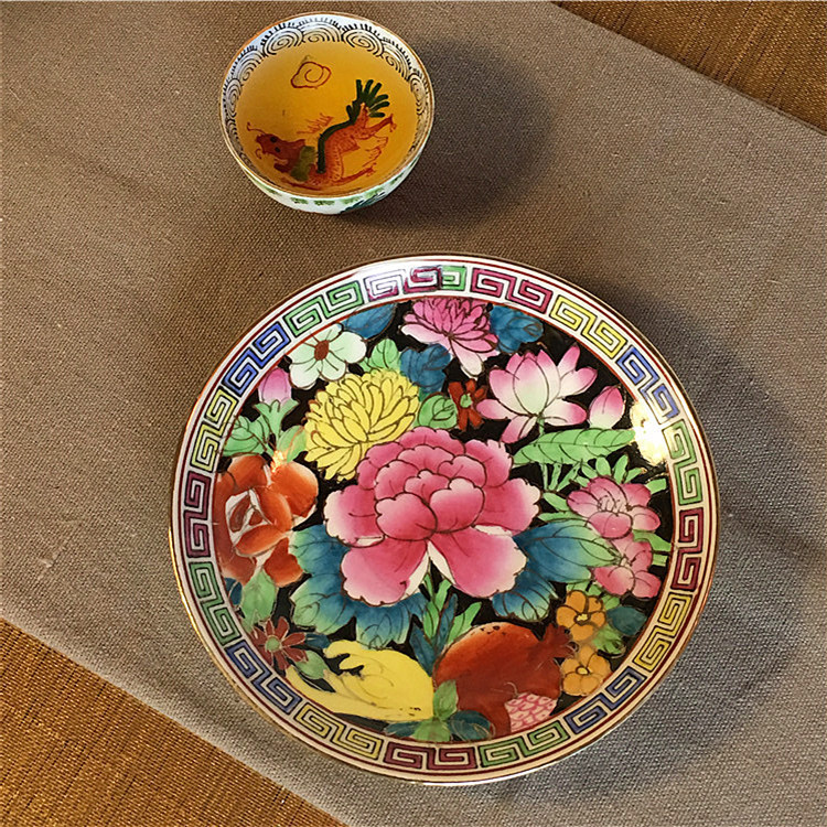 潮汕文化斋 < 潮彩百花不落地老瓷盘 茶具干泡盘 工艺品 描金茶垫|ruв категории посуда, чайный сервиз, Садо/ноль - от Buy2taobao.com для оказания профессиональной услуги покупки агента Taobao