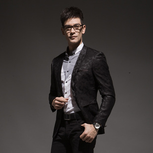  特卖惠 诺奇男装 时尚数码纹理休闲西服 男韩版修身小西装 R1027
