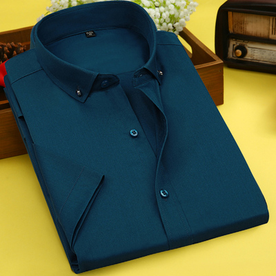 竹纤维免烫短袖衬衫男半袖衬衫正装职业白色衬衣抗皱抑菌寸衫弹力