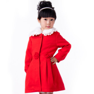 淘宝热卖新年特价包邮女童韩版毛领<em>呢子外套</em>大