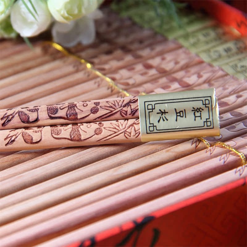 红豆杉原木筷子礼盒套装