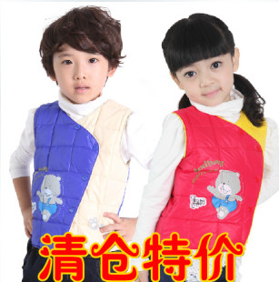 反季清仓儿童马甲男童女童羽绒内胆保暖背心拼色大嘴猴马甲