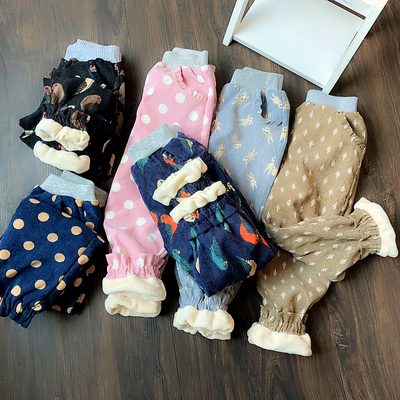 中小童2017冬季加绒加厚动物圆点收口儿童休闲裤女童宝宝灯笼裤