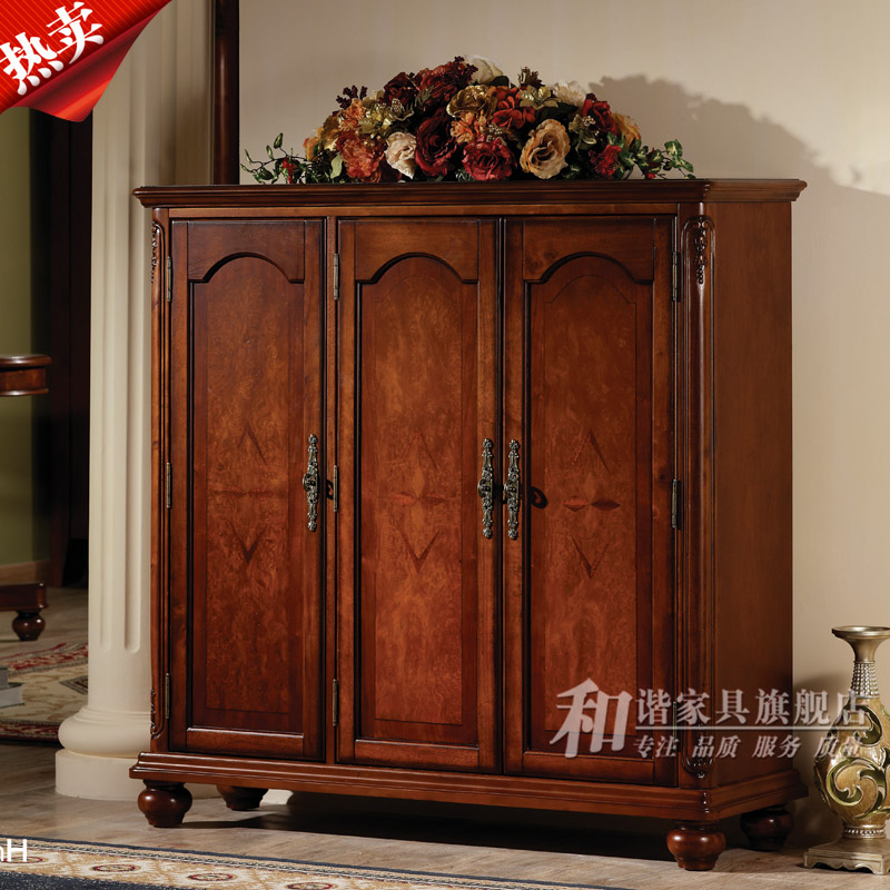 欧维佳美式实木鞋柜 高档门厅三门鞋柜 欧式纯手工雕刻家具10-Z5 欧维佳美式实木鞋柜 高档门厅三门鞋柜 欧式纯手工雕刻家具10-Z5