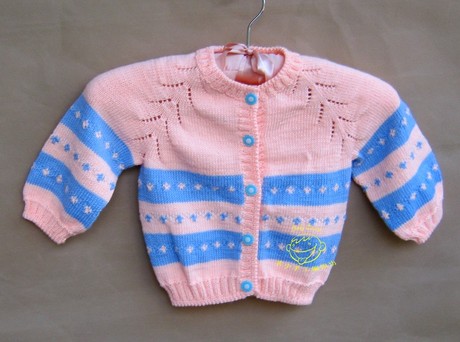 纯手工编织毛衣 0-1岁宝宝线圆领新生儿开衫 打