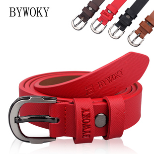  正品BYWOKY 女士真皮皮带 针扣牛皮皮带 欧美百搭牛皮皮带 女腰带