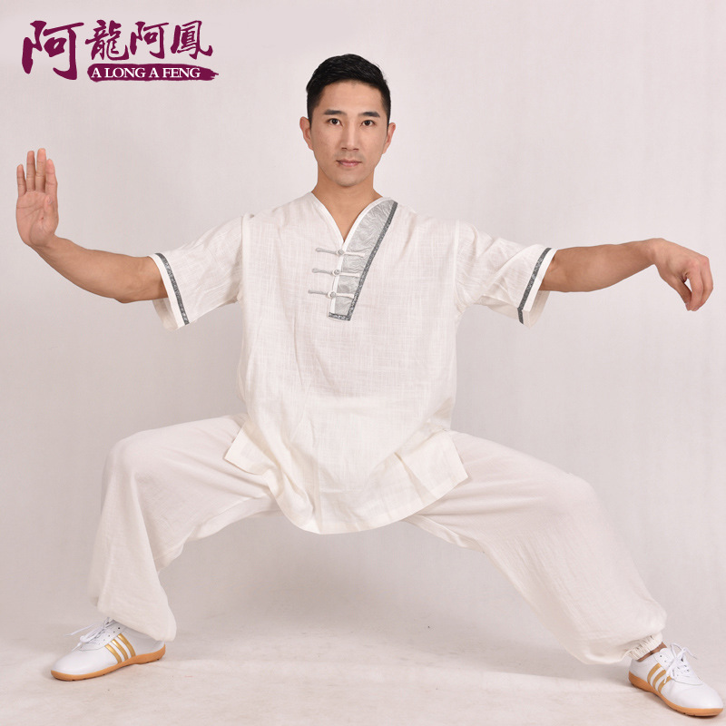summer Mosaic Collarless Short sleeved Tai Chi clothes Men's Cotton and hemp Taiji boxing Uniforms A martial art Costumein the Sports/Yoga/Fitness/Fans supplies , Taekwondo/Wushu/Fight , Tai Chi , Tai chi clothing category - from Buy2taobao.com to provide professional Taobao agent buy service