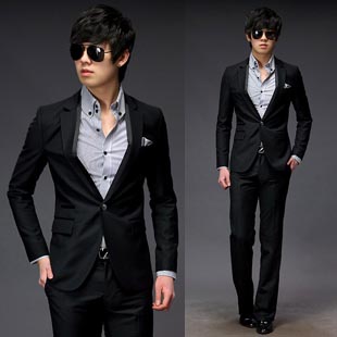 春装 男士韩版修身/西服/结婚礼服休闲西服套装/黑色纯棉男外套 春装 男士韩版修身/西服/结婚礼服休闲西服套装/黑色纯棉男外套