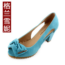 鱼嘴鞋 女 2013新款凉鞋春夏蝴蝶结粗跟OL夜店中跟女鞋单鞋橡胶底