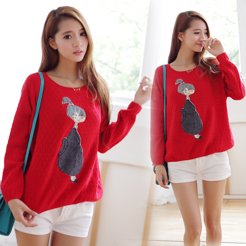 特价包邮秋冬新款<em>韩版甜美短款毛衣</em>女 卡通小