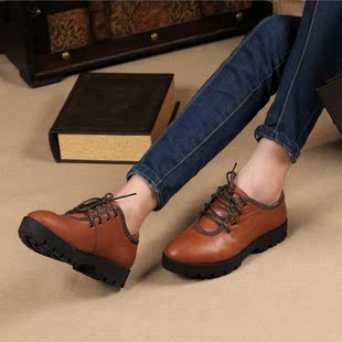  IZ 春季新品 平跟单鞋 真皮英伦女鞋 女士 平底休闲鞋  女 皮鞋