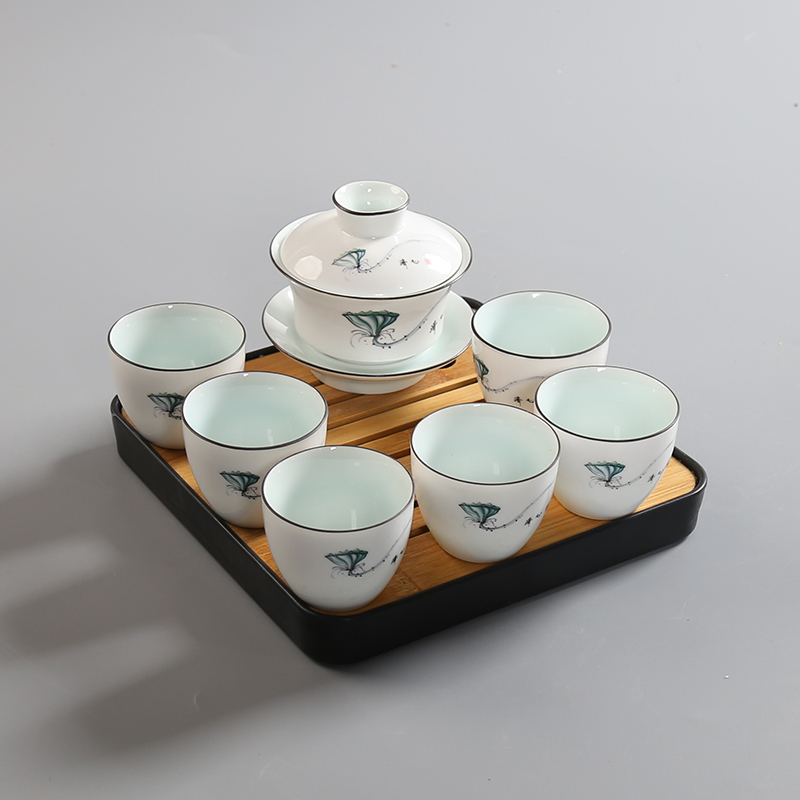 Celadon Cover bowl teacup Large High white Ding ceramics Make tea Kungfu Online tea set teapot Jingdezhen Three talentsin the Tableware , Tea set , Kung Fu Tea category - from Buy2taobao.com to provide professional Taobao agent buy service
