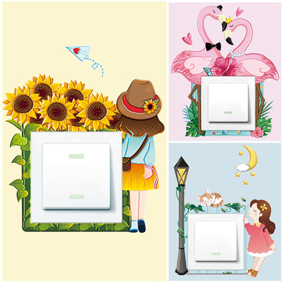 北欧风家用创意装饰3d立体卡通可爱灯插座开关贴保护套墙贴贴纸