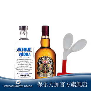  【洋酒】CHIVAS芝华士12年威士忌375ML+绝对伏特加375ML送扩音器